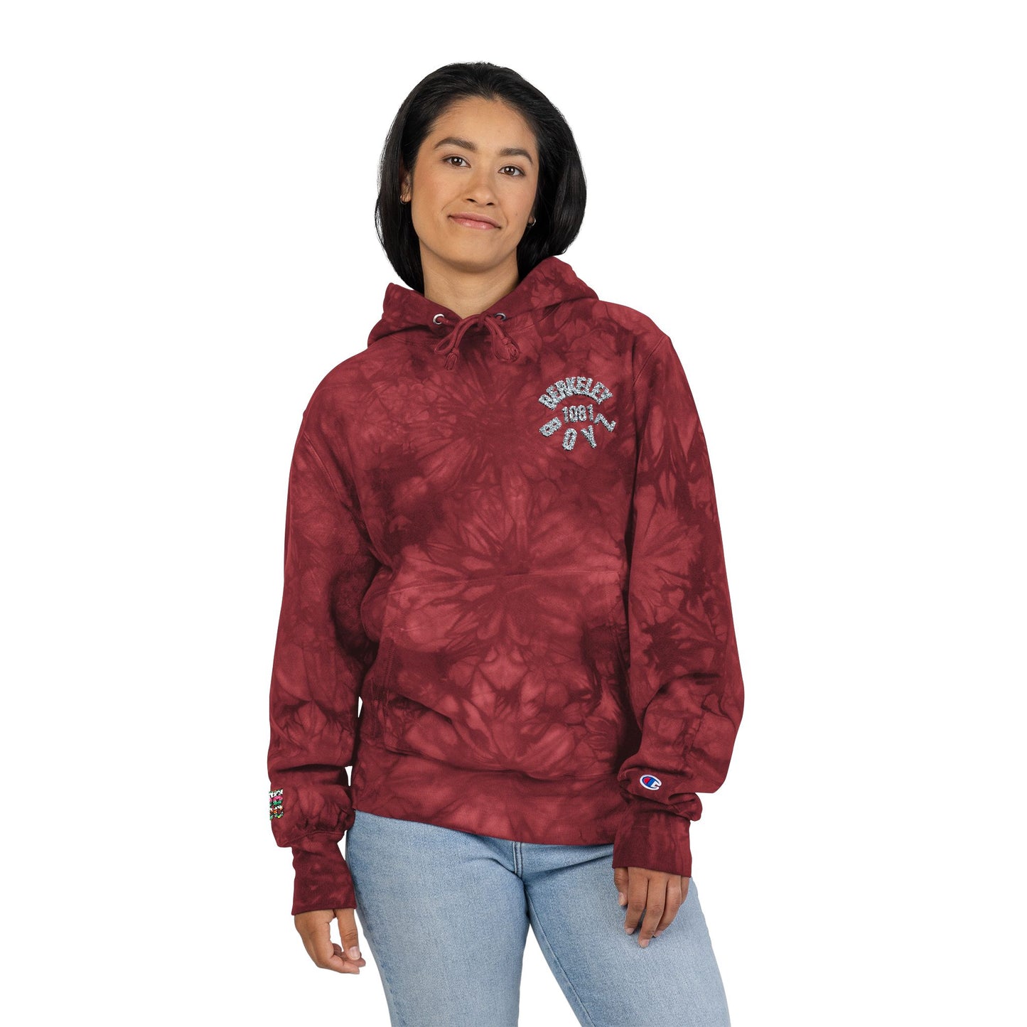 Unisex Champion Tie-Dye Hoodie with Embroidery – Stylish Casual Wear for All Seasons