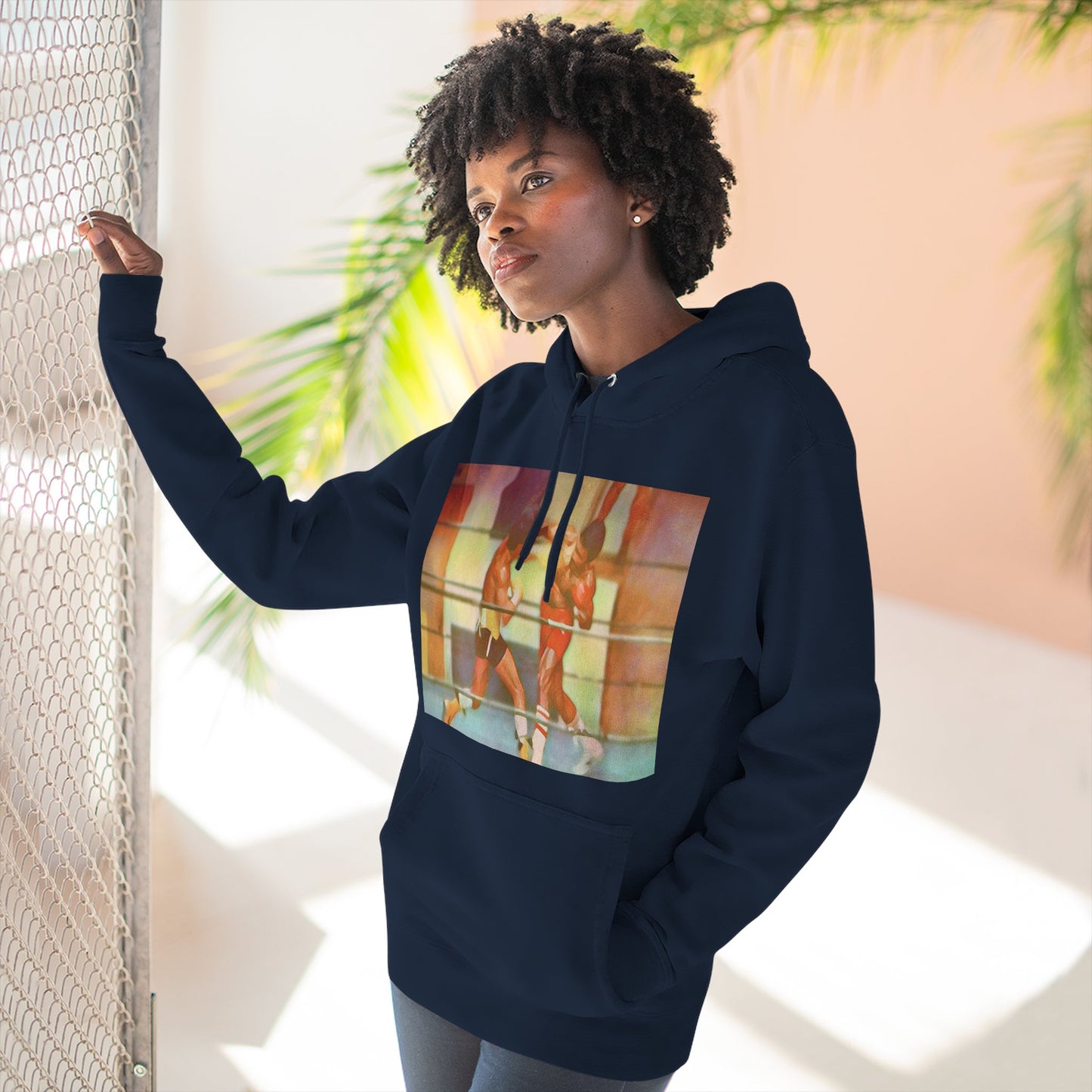 Vintage Boxing Three-Panel Fleece Hoodie, Gym Hoodie, Sportswear, Gift for Athletes, Casual Wear, Retro Fashion