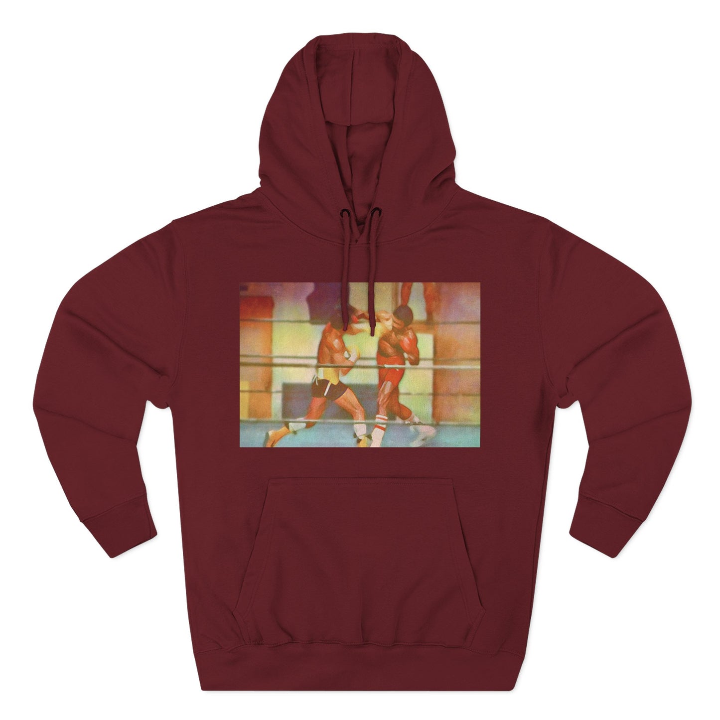 Vintage Boxing Three-Panel Fleece Hoodie, Gym Hoodie, Sportswear, Gift for Athletes, Casual Wear, Retro Fashion