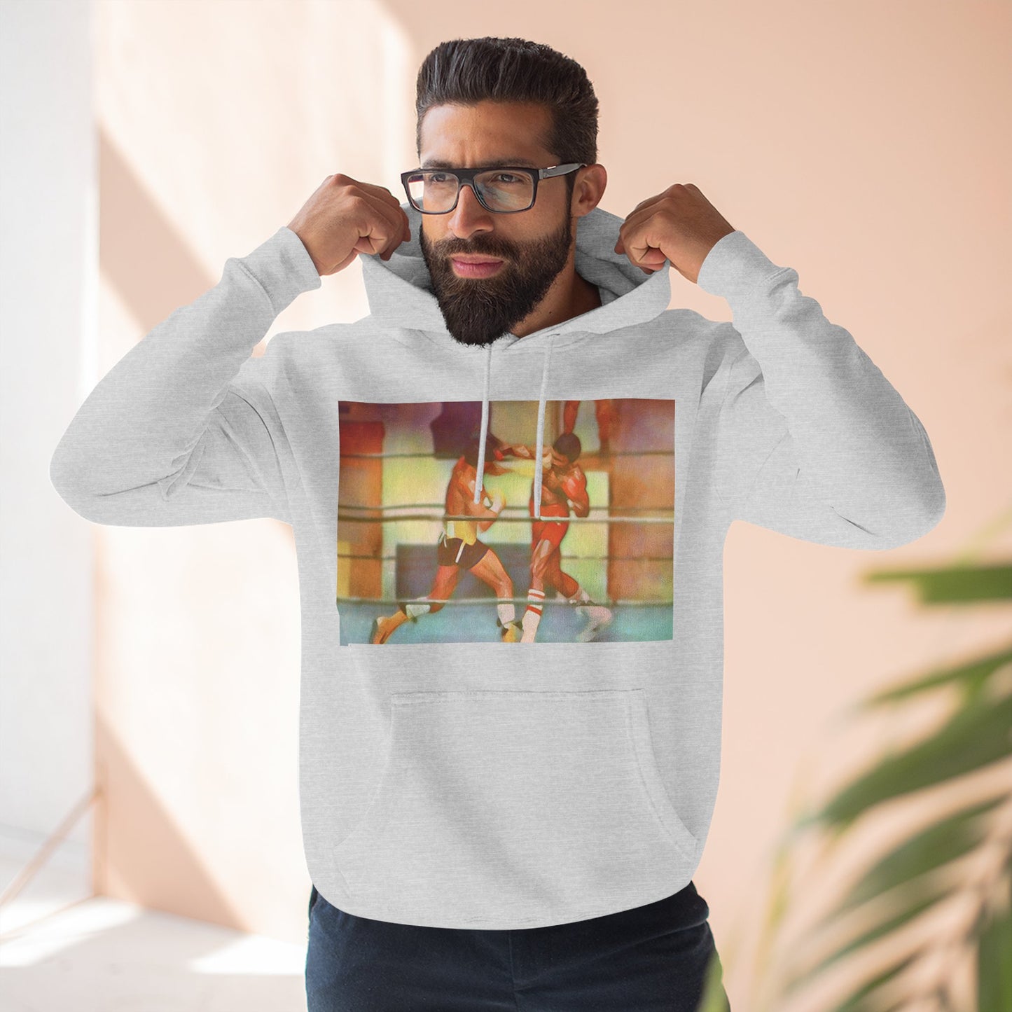 Vintage Boxing Three-Panel Fleece Hoodie, Gym Hoodie, Sportswear, Gift for Athletes, Casual Wear, Retro Fashion