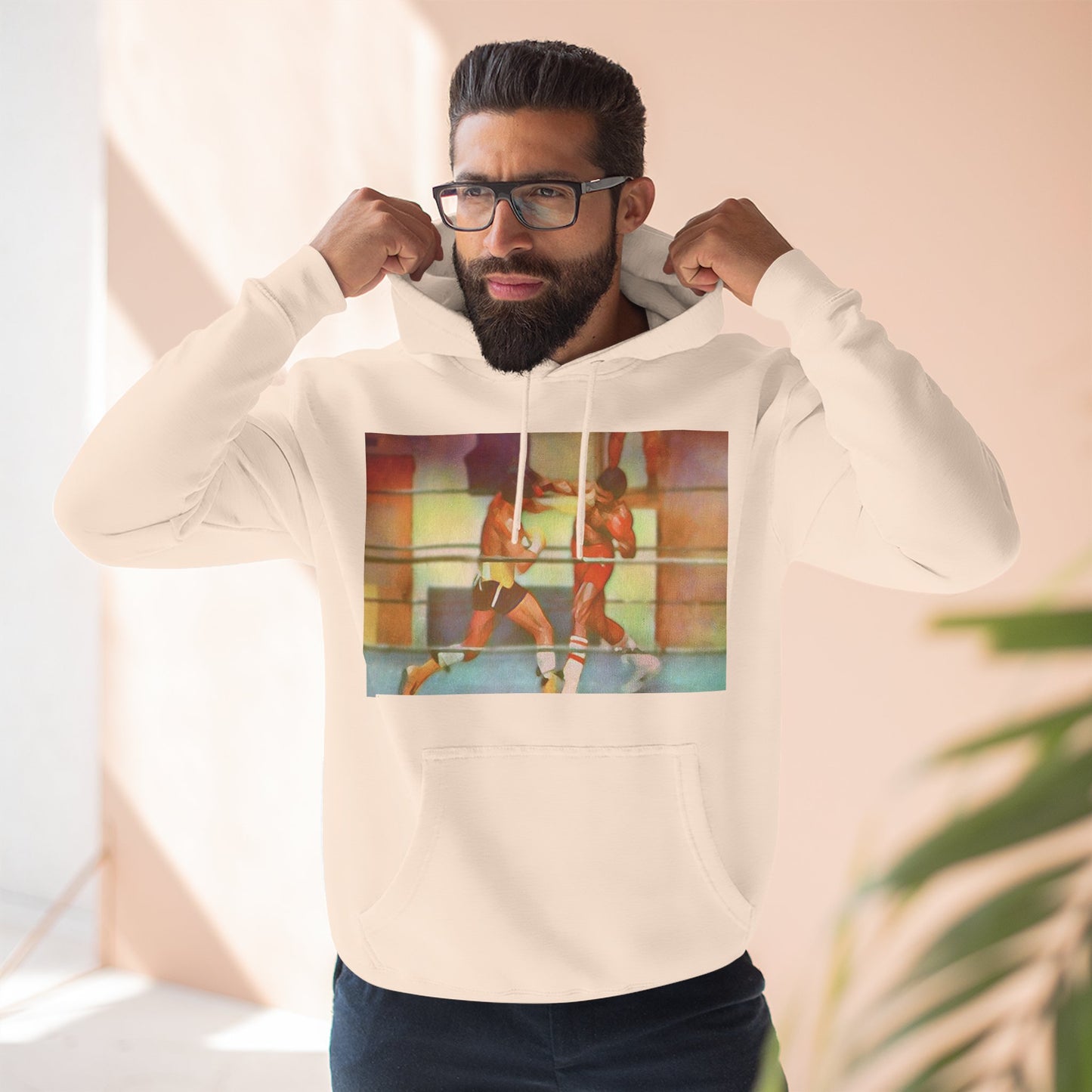 Vintage Boxing Three-Panel Fleece Hoodie, Gym Hoodie, Sportswear, Gift for Athletes, Casual Wear, Retro Fashion