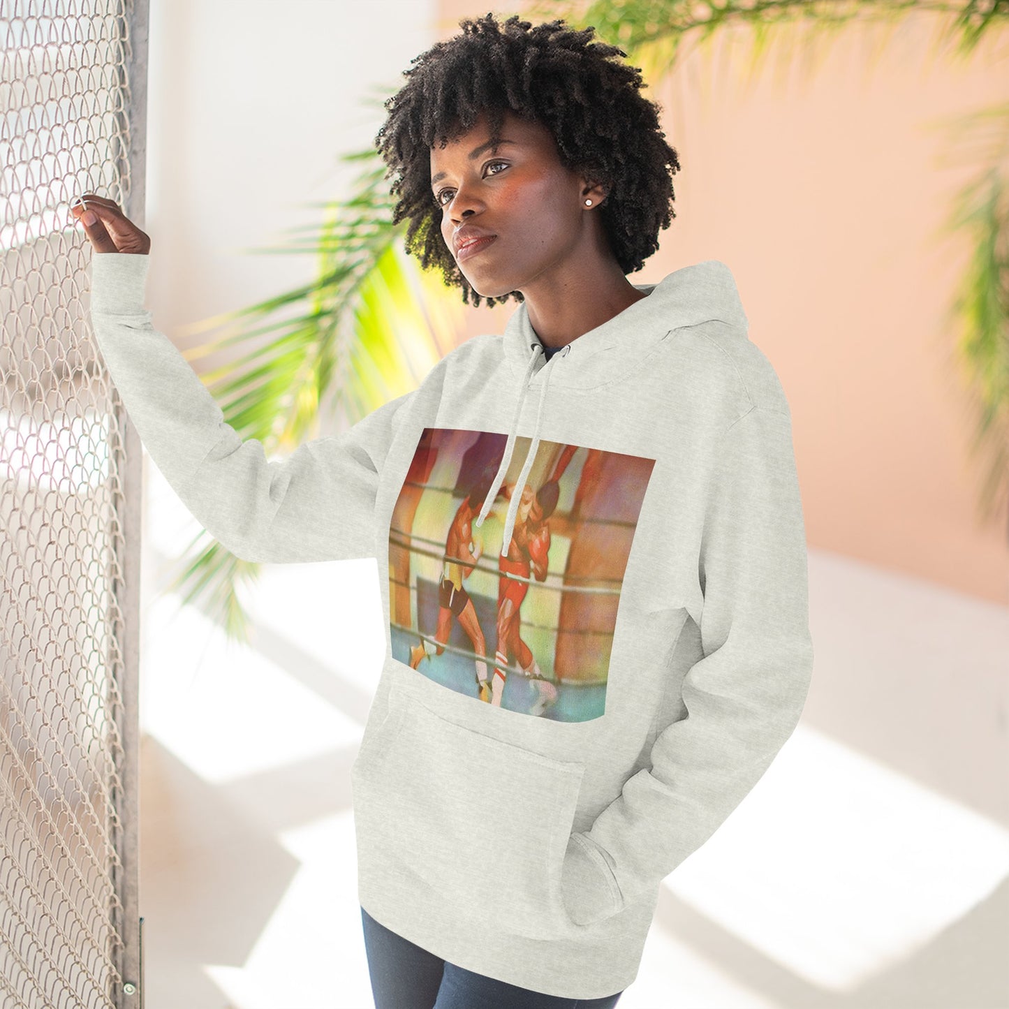 Vintage Boxing Three-Panel Fleece Hoodie, Gym Hoodie, Sportswear, Gift for Athletes, Casual Wear, Retro Fashion