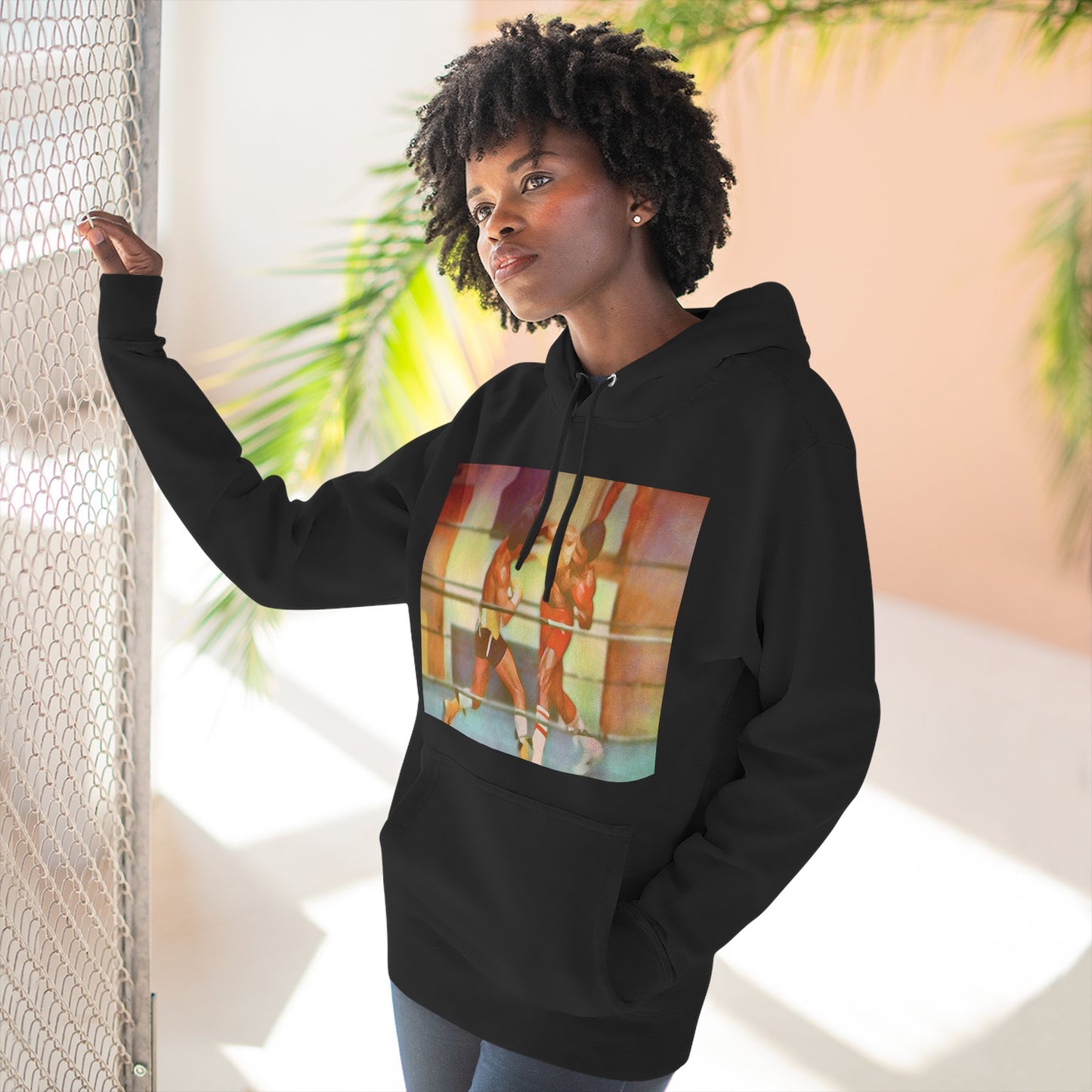 Vintage Boxing Three-Panel Fleece Hoodie, Gym Hoodie, Sportswear, Gift for Athletes, Casual Wear, Retro Fashion
