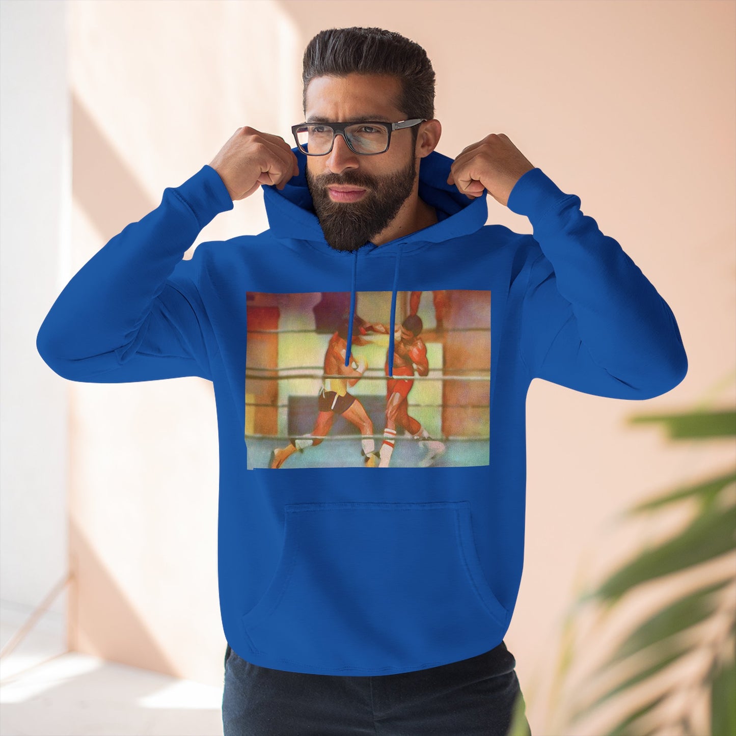 Vintage Boxing Three-Panel Fleece Hoodie, Gym Hoodie, Sportswear, Gift for Athletes, Casual Wear, Retro Fashion