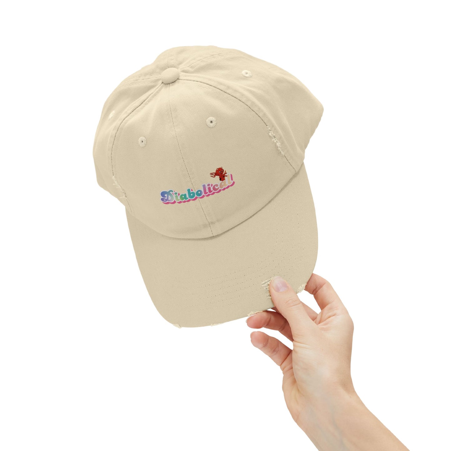 Diabolical Unisex Distressed Cap | Trendy Hat for Fashion Lovers, Gift for Birthdays, Streetwear Style, Casual Accessory