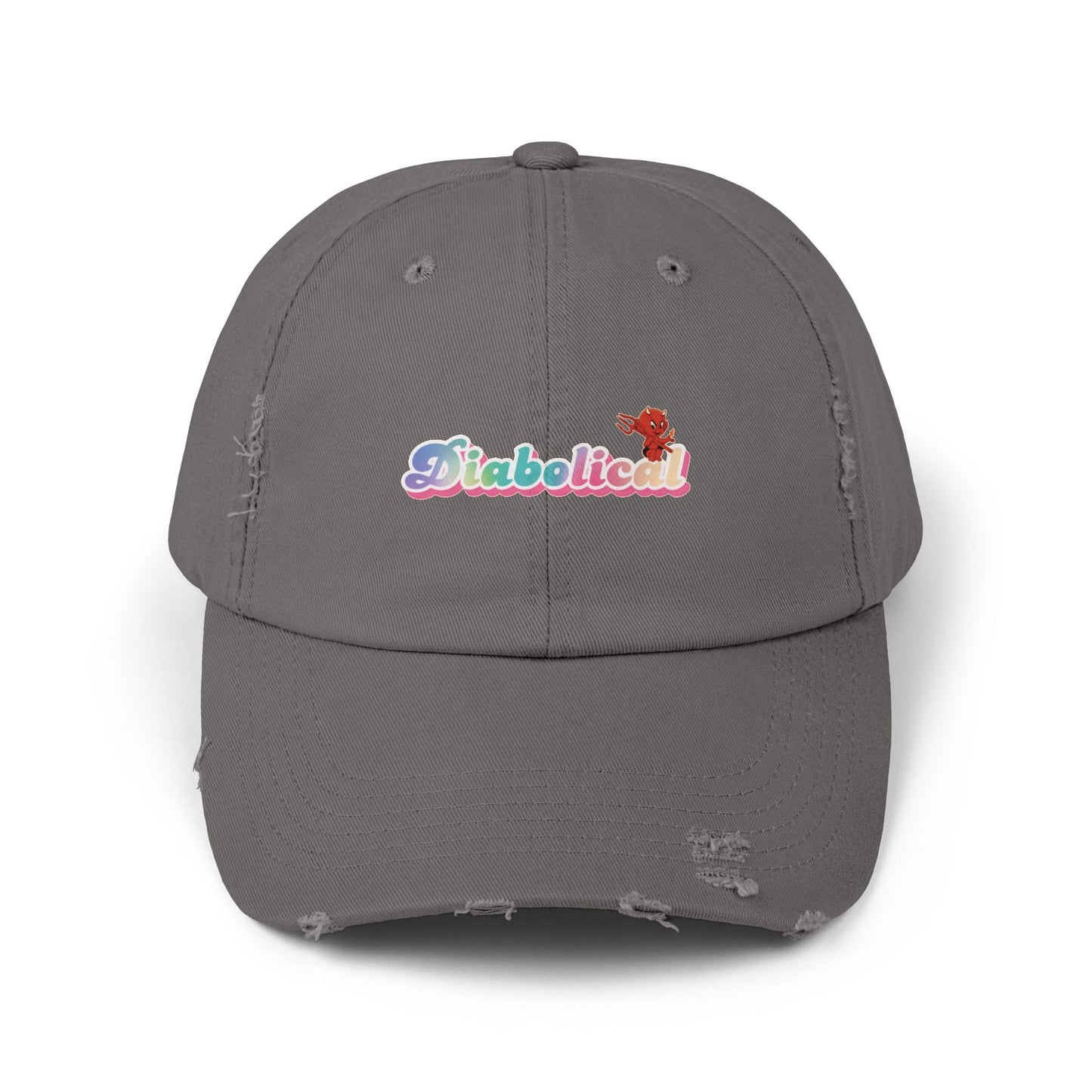 Diabolical Unisex Distressed Cap | Trendy Hat for Fashion Lovers, Gift for Birthdays, Streetwear Style, Casual Accessory