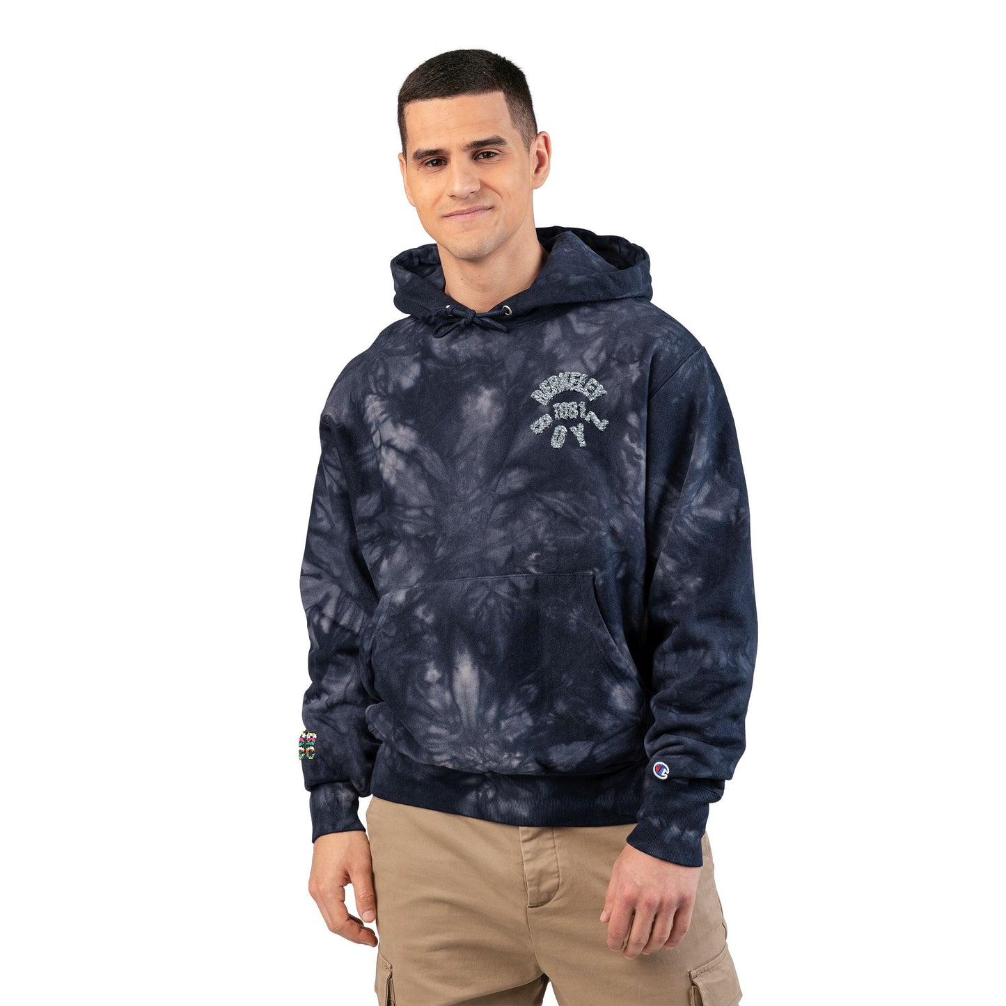 Unisex Champion Tie-Dye Hoodie with Embroidery – Stylish Casual Wear for All Seasons
