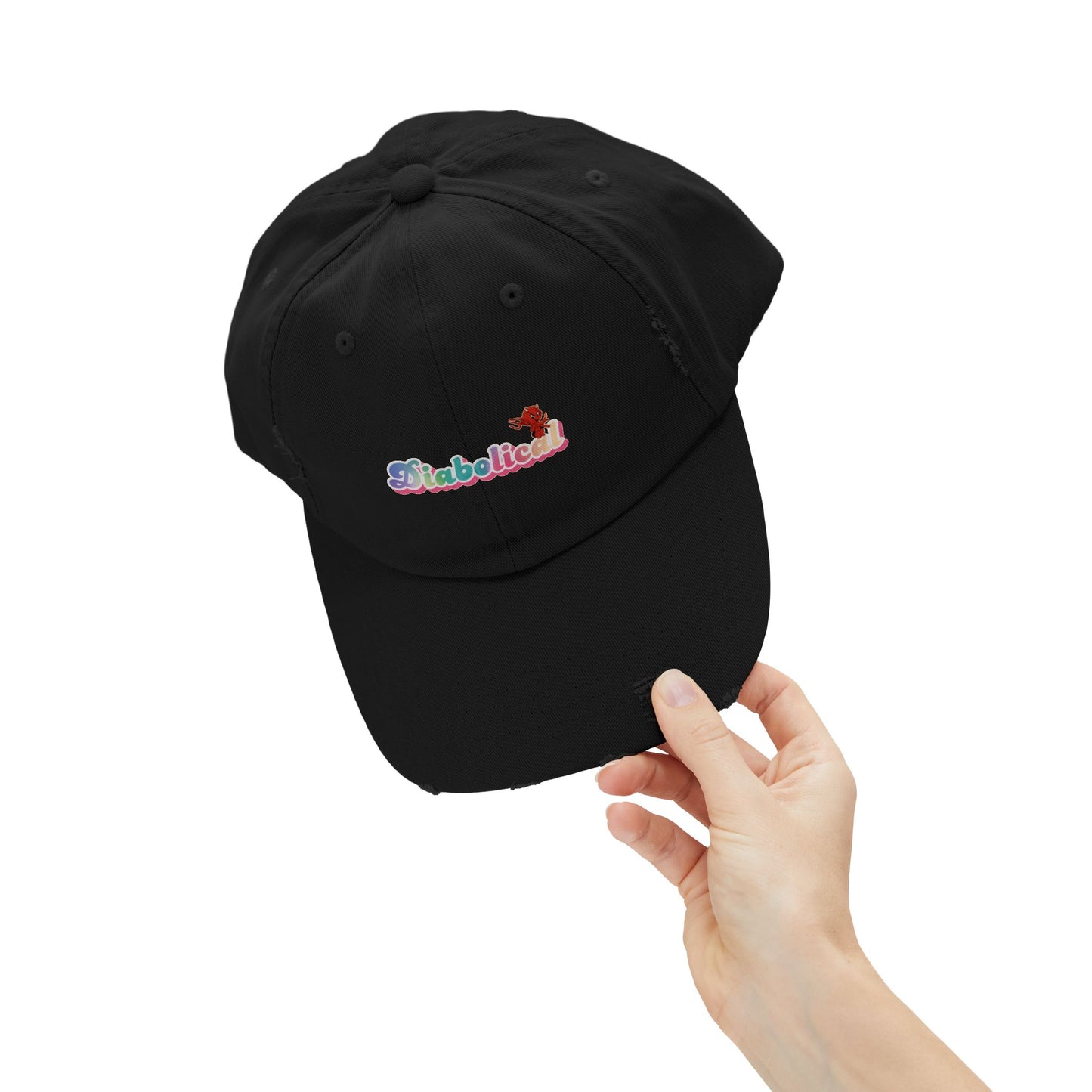 Diabolical Unisex Distressed Cap | Trendy Hat for Fashion Lovers, Gift for Birthdays, Streetwear Style, Casual Accessory