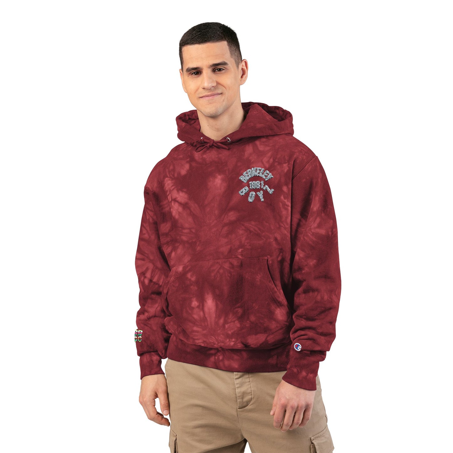 Unisex Champion Tie-Dye Hoodie with Embroidery – Stylish Casual Wear for All Seasons