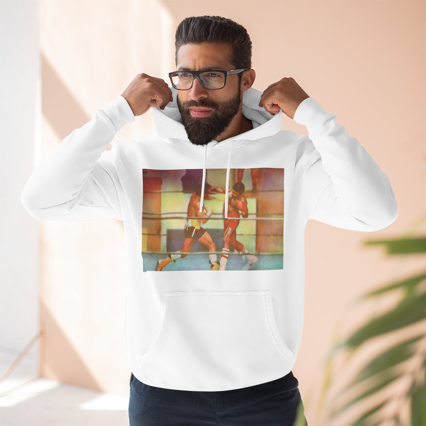 Vintage Boxing Three-Panel Fleece Hoodie, Gym Hoodie, Sportswear, Gift for Athletes, Casual Wear, Retro Fashion