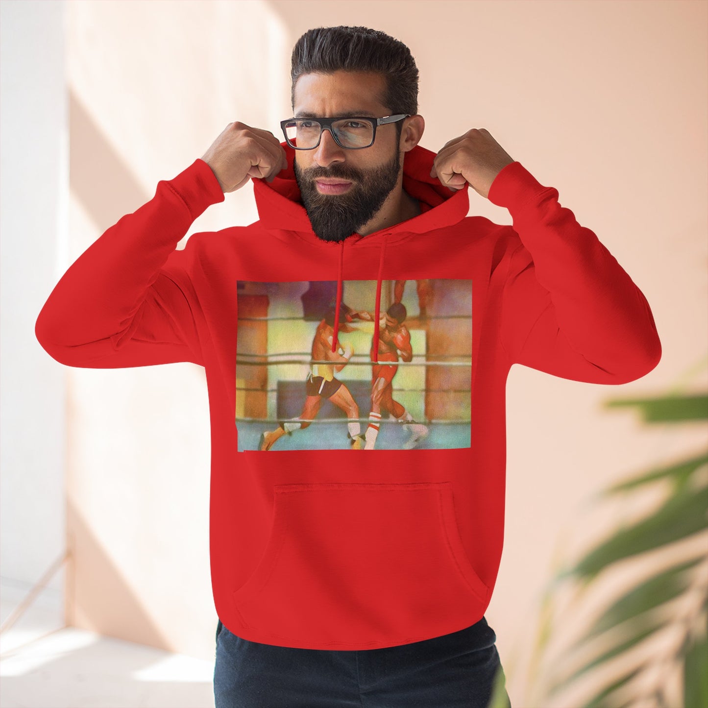Vintage Boxing Three-Panel Fleece Hoodie, Gym Hoodie, Sportswear, Gift for Athletes, Casual Wear, Retro Fashion