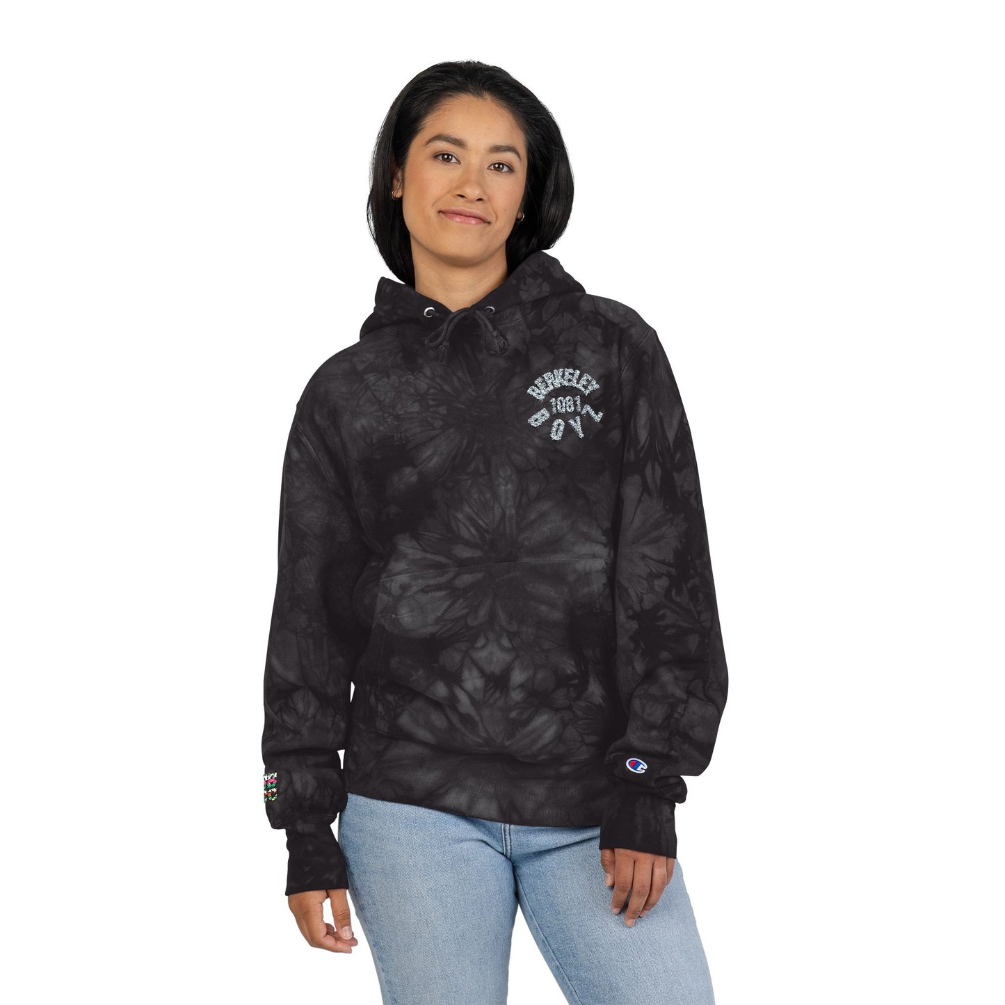 Unisex Champion Tie-Dye Hoodie with Embroidery – Stylish Casual Wear for All Seasons