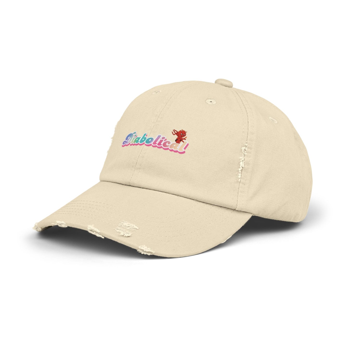 Diabolical Unisex Distressed Cap | Trendy Hat for Fashion Lovers, Gift for Birthdays, Streetwear Style, Casual Accessory