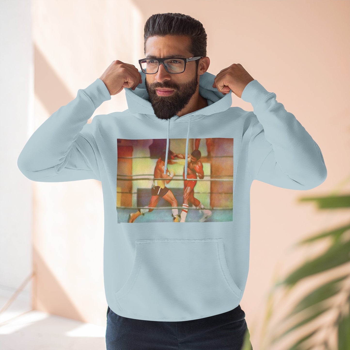 Vintage Boxing Three-Panel Fleece Hoodie, Gym Hoodie, Sportswear, Gift for Athletes, Casual Wear, Retro Fashion