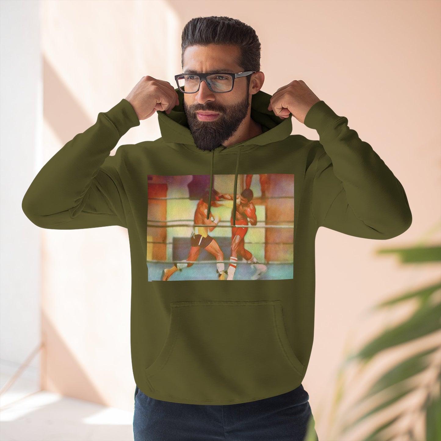 Vintage Boxing Three-Panel Fleece Hoodie, Gym Hoodie, Sportswear, Gift for Athletes, Casual Wear, Retro Fashion