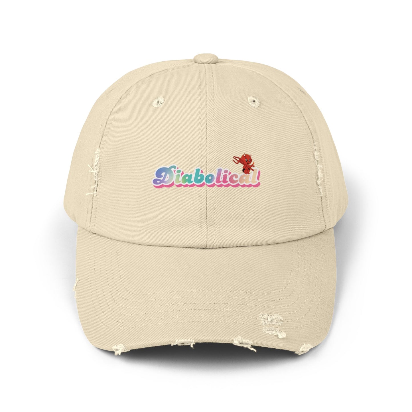 Diabolical Unisex Distressed Cap | Trendy Hat for Fashion Lovers, Gift for Birthdays, Streetwear Style, Casual Accessory