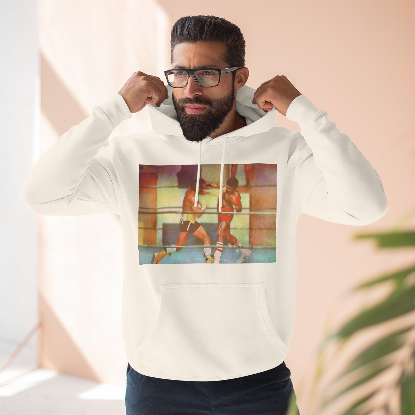 Vintage Boxing Three-Panel Fleece Hoodie, Gym Hoodie, Sportswear, Gift for Athletes, Casual Wear, Retro Fashion