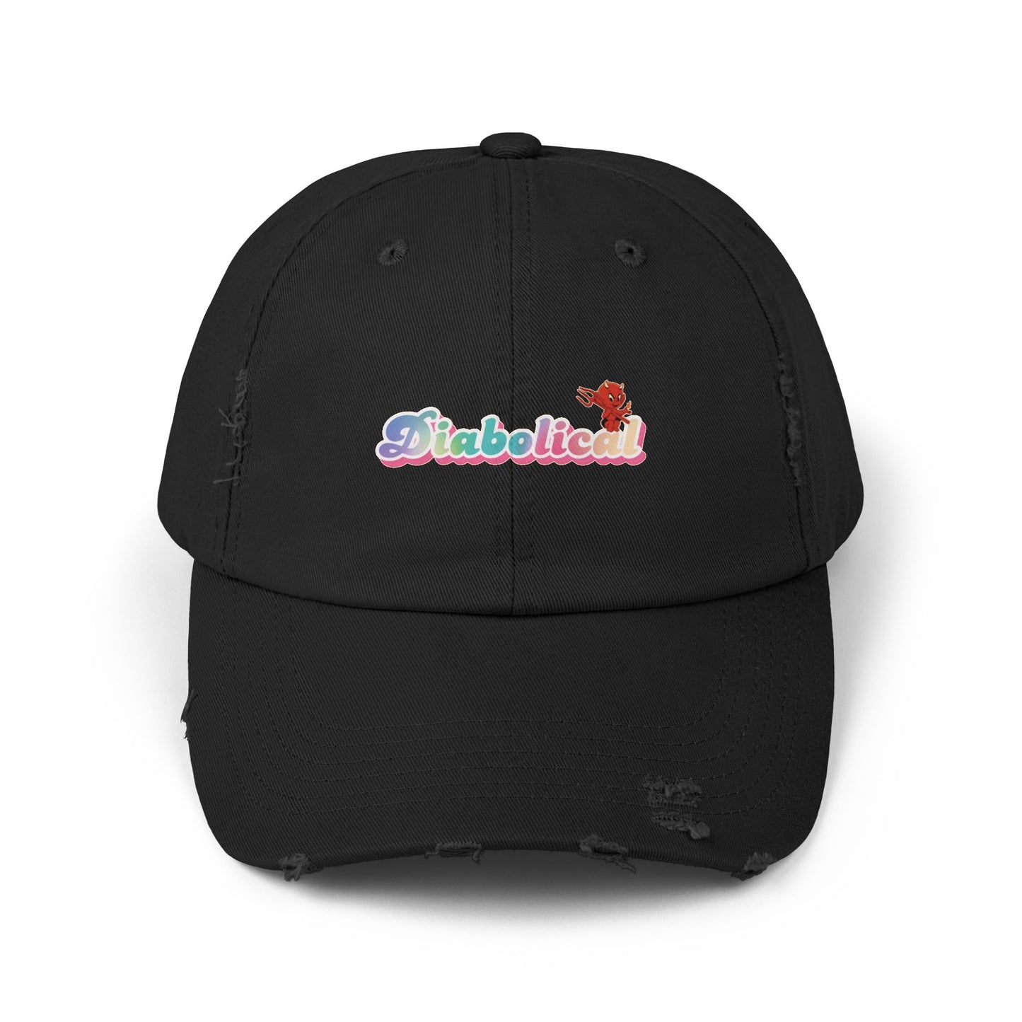 Diabolical Unisex Distressed Cap | Trendy Hat for Fashion Lovers, Gift for Birthdays, Streetwear Style, Casual Accessory