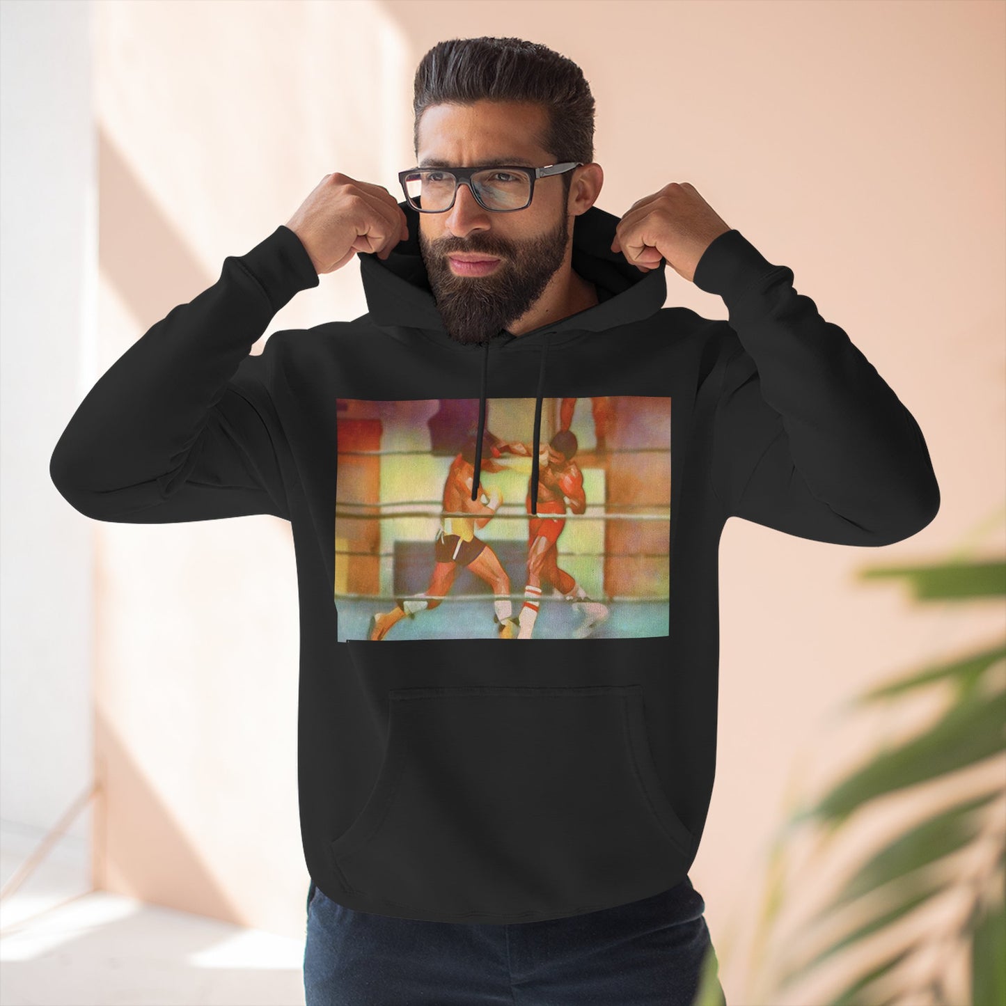 Vintage Boxing Three-Panel Fleece Hoodie, Gym Hoodie, Sportswear, Gift for Athletes, Casual Wear, Retro Fashion