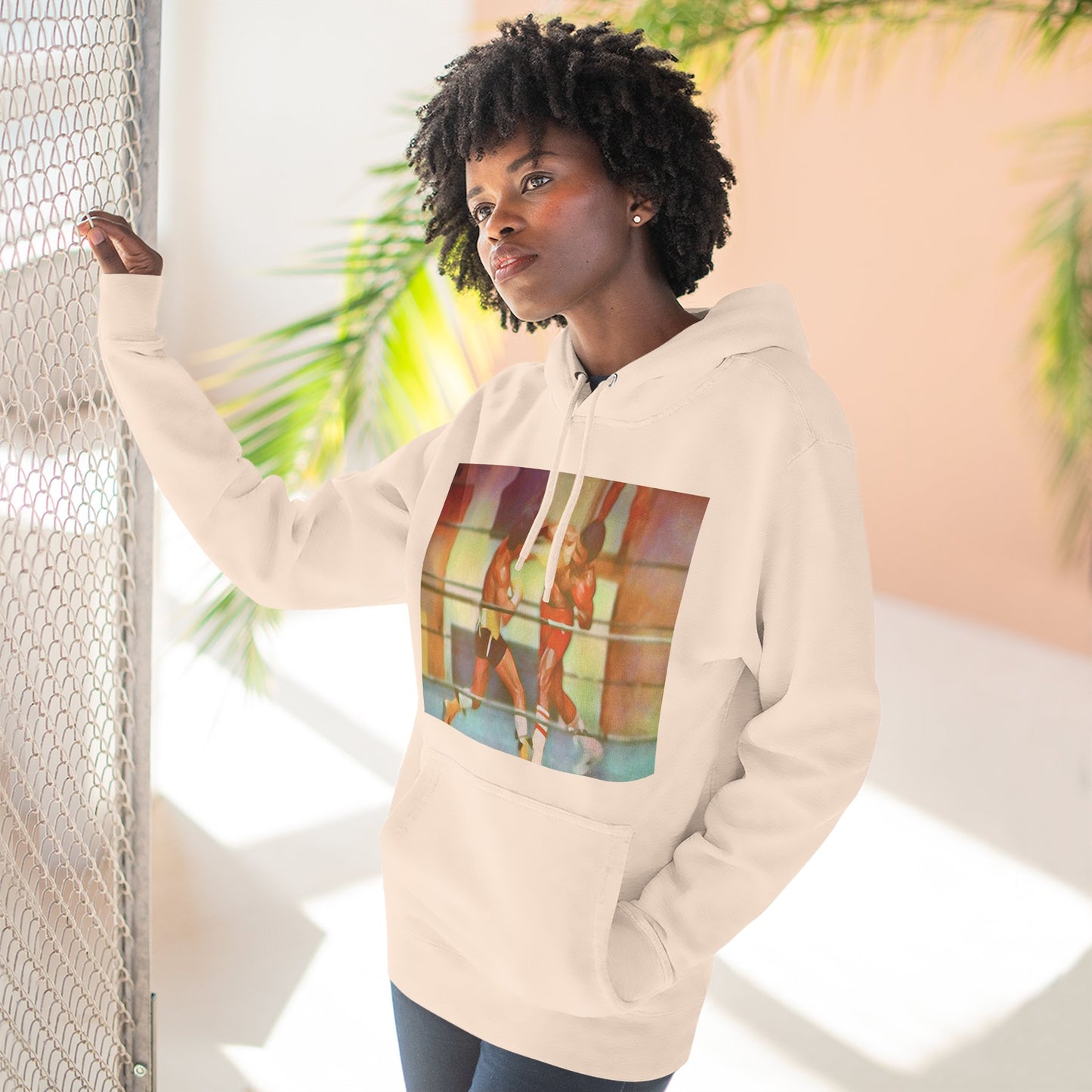 Vintage Boxing Three-Panel Fleece Hoodie, Gym Hoodie, Sportswear, Gift for Athletes, Casual Wear, Retro Fashion