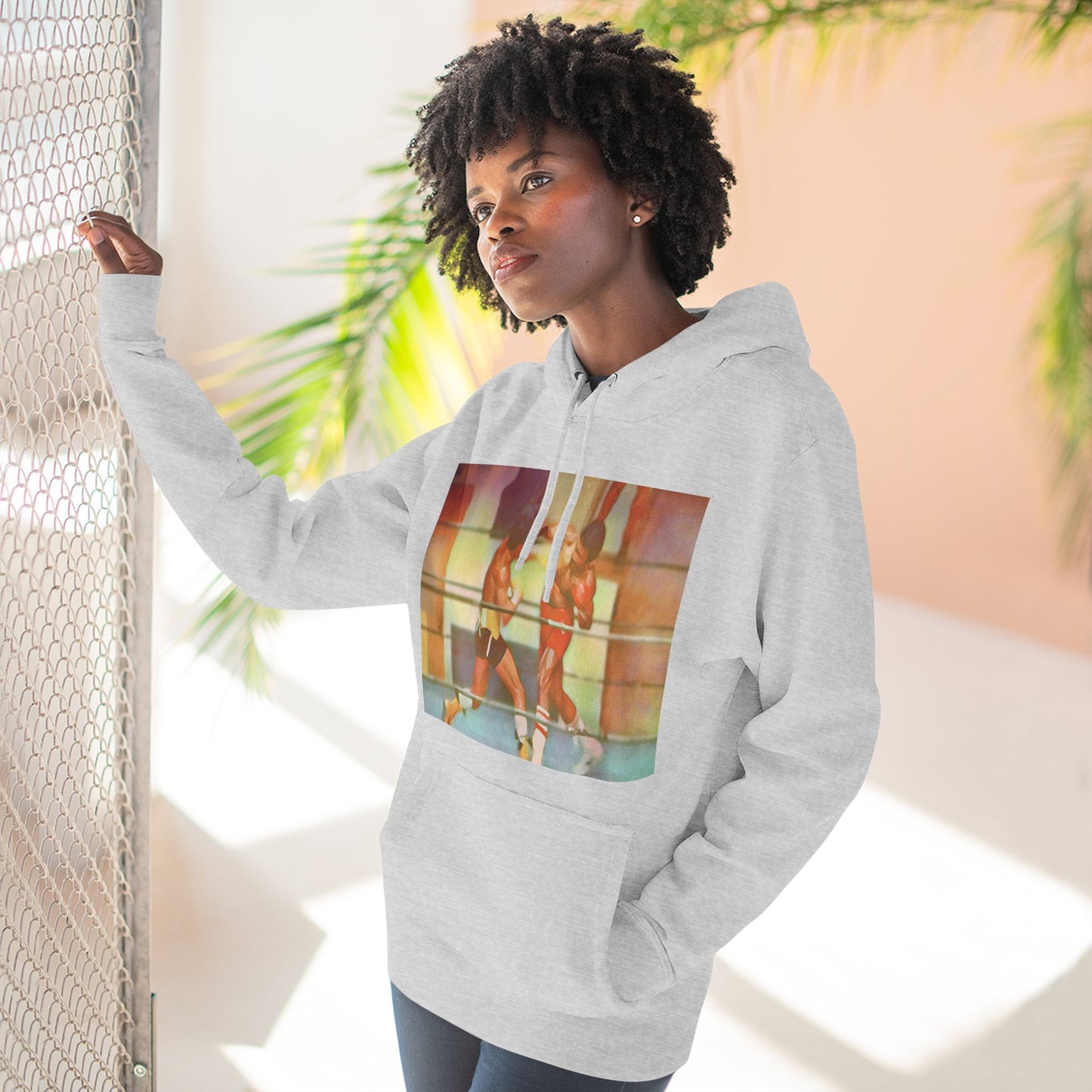 Vintage Boxing Three-Panel Fleece Hoodie, Gym Hoodie, Sportswear, Gift for Athletes, Casual Wear, Retro Fashion