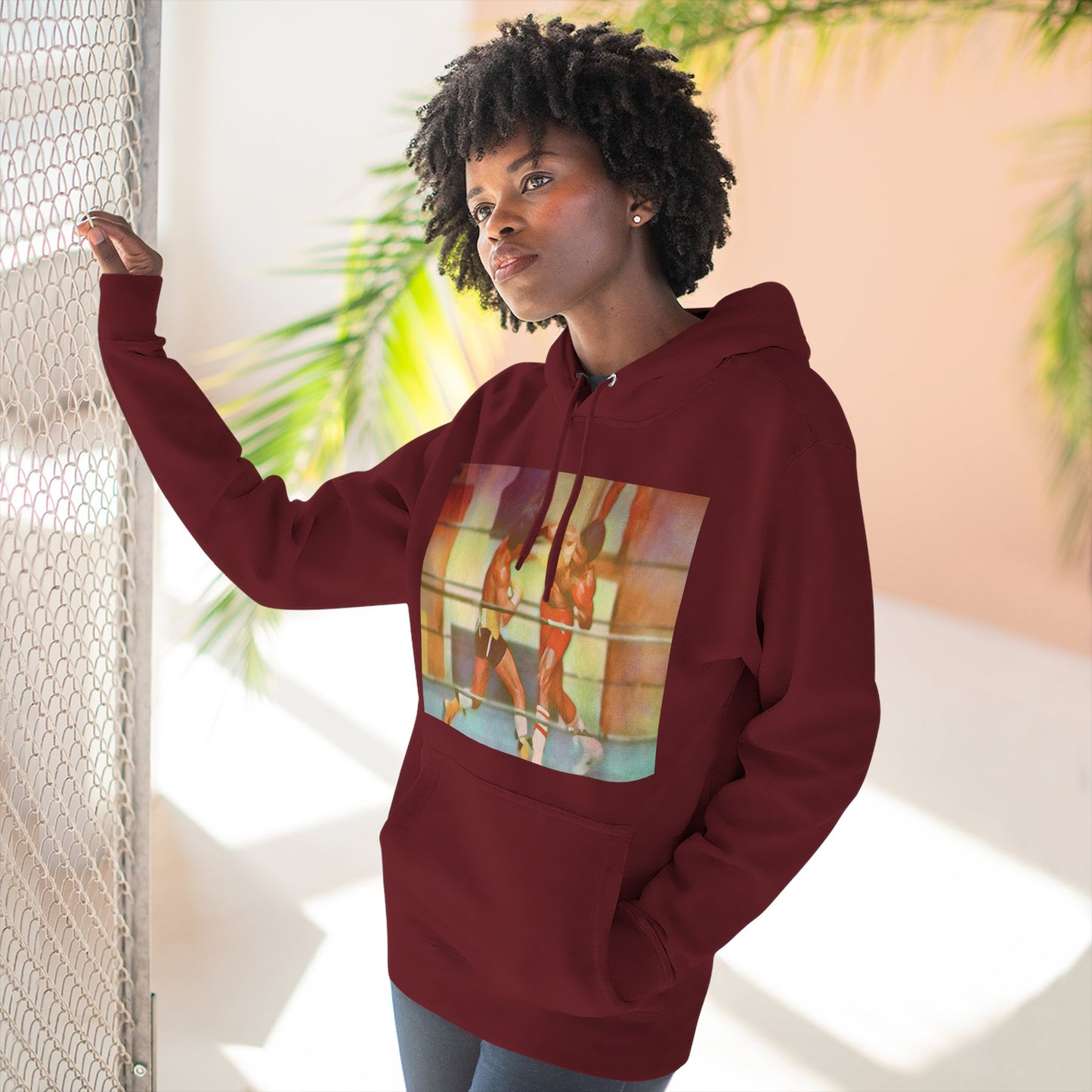 Vintage Boxing Three-Panel Fleece Hoodie, Gym Hoodie, Sportswear, Gift for Athletes, Casual Wear, Retro Fashion