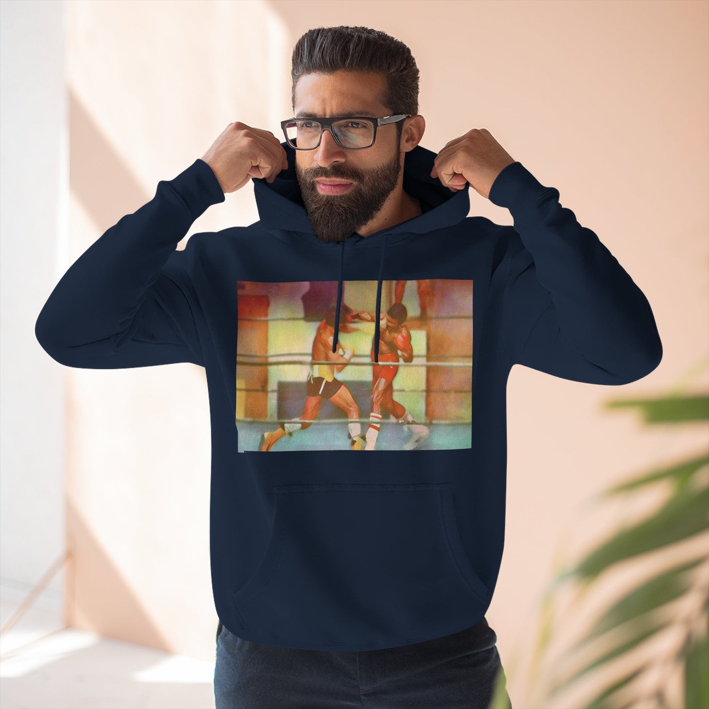 Vintage Boxing Three-Panel Fleece Hoodie, Gym Hoodie, Sportswear, Gift for Athletes, Casual Wear, Retro Fashion