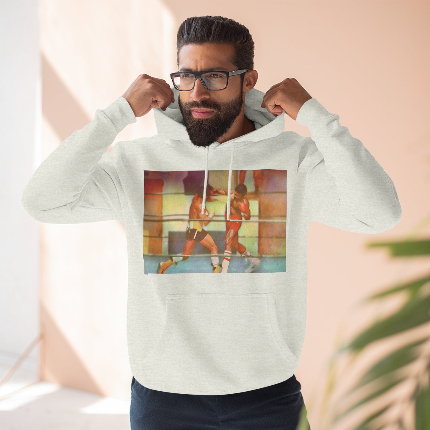 Vintage Boxing Three-Panel Fleece Hoodie, Gym Hoodie, Sportswear, Gift for Athletes, Casual Wear, Retro Fashion